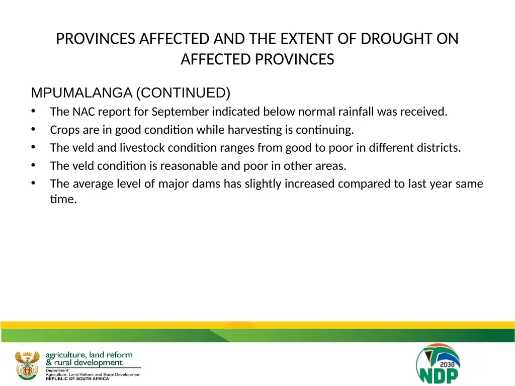 UPDATE ON THE IMPACT OF DROUGHT ON THE - slide 11 of 35