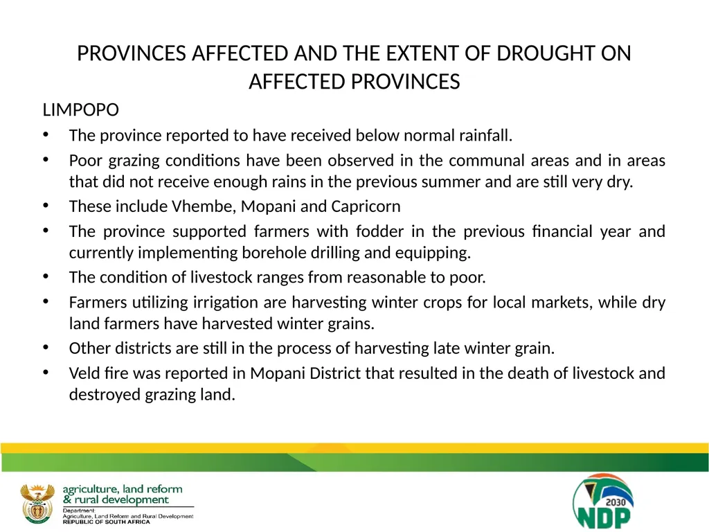 UPDATE ON THE IMPACT OF DROUGHT ON THE - slide 12 of 35