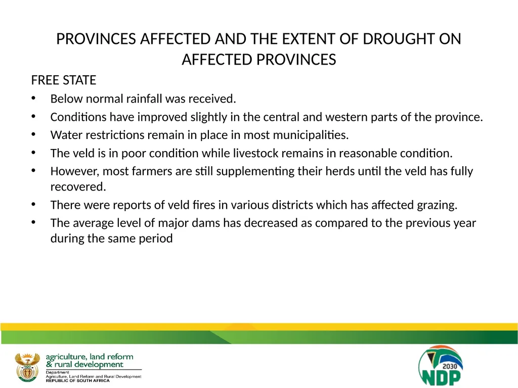 UPDATE ON THE IMPACT OF DROUGHT ON THE - slide 13 of 35
