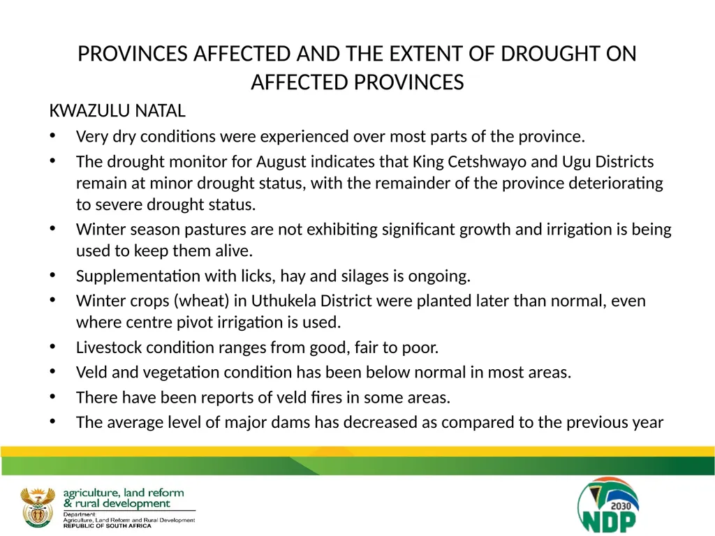 UPDATE ON THE IMPACT OF DROUGHT ON THE - slide 14 of 35