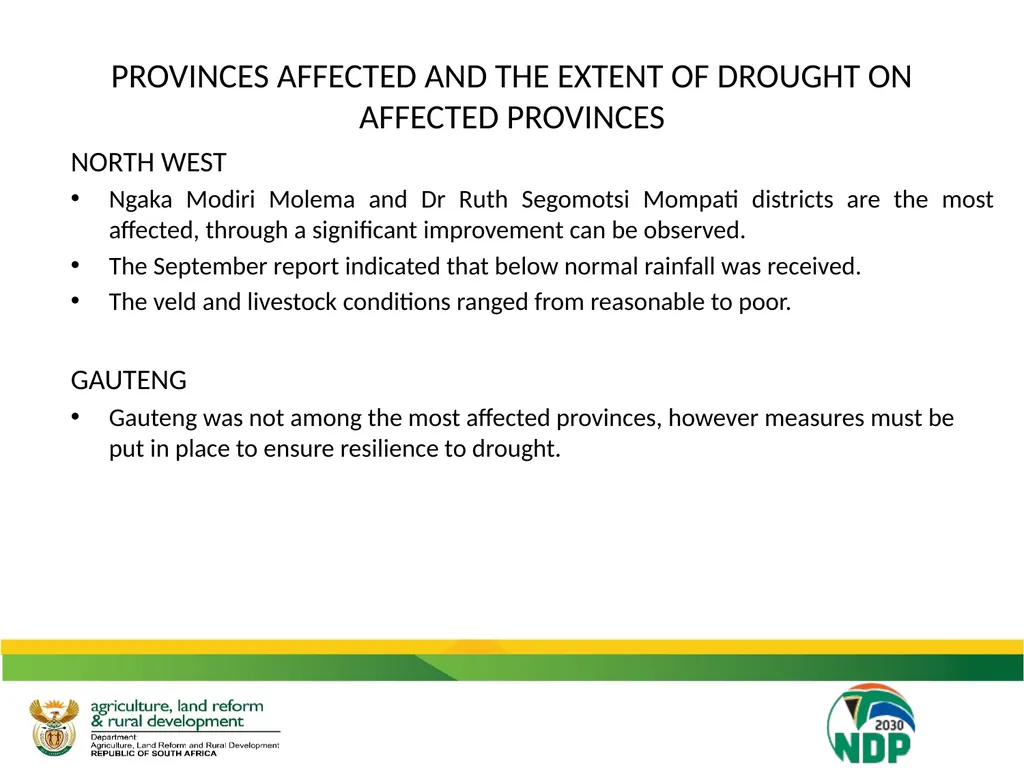 UPDATE ON THE IMPACT OF DROUGHT ON THE - slide 15 of 35