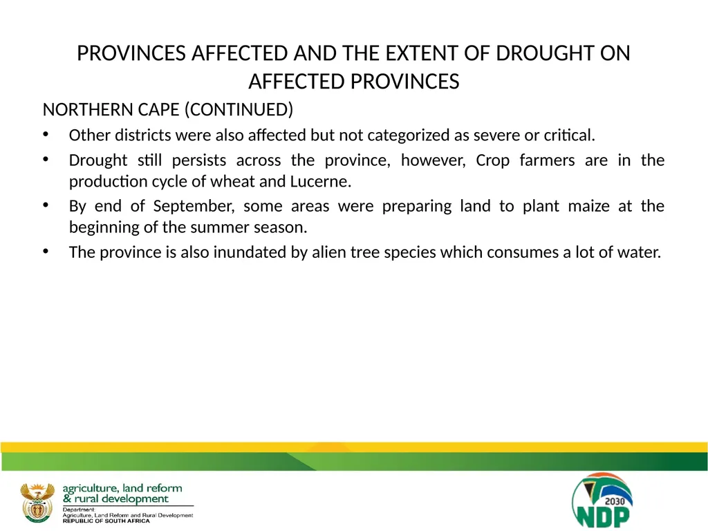 UPDATE ON THE IMPACT OF DROUGHT ON THE - slide 8 of 35