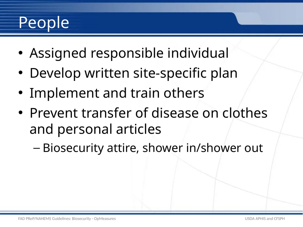 Biosecurity Operational Biosecurity Measures - slide 9 of 25