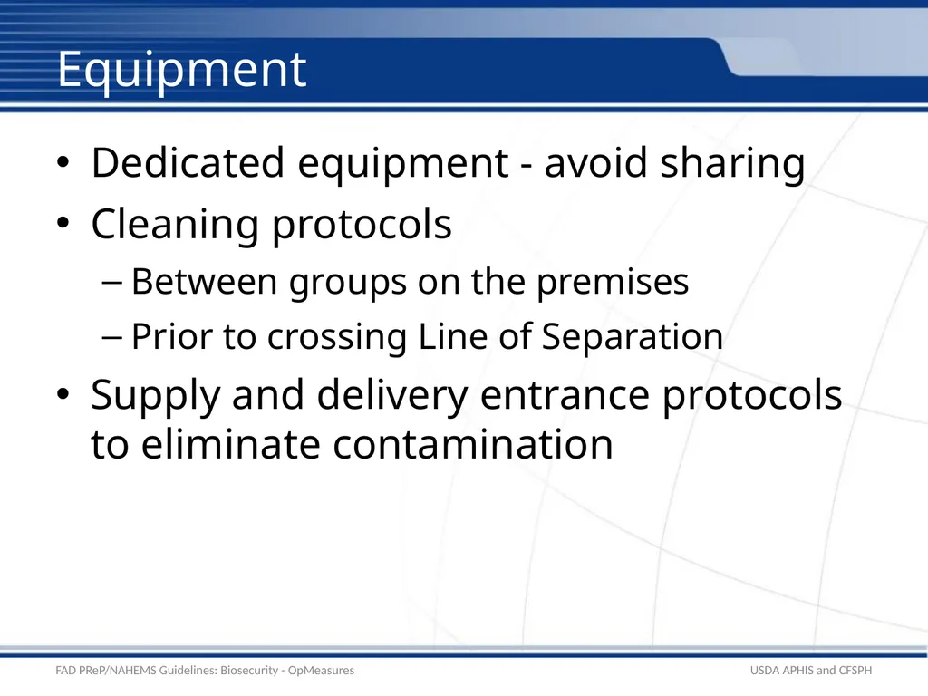 Biosecurity Operational Biosecurity Measures - slide 13 of 25