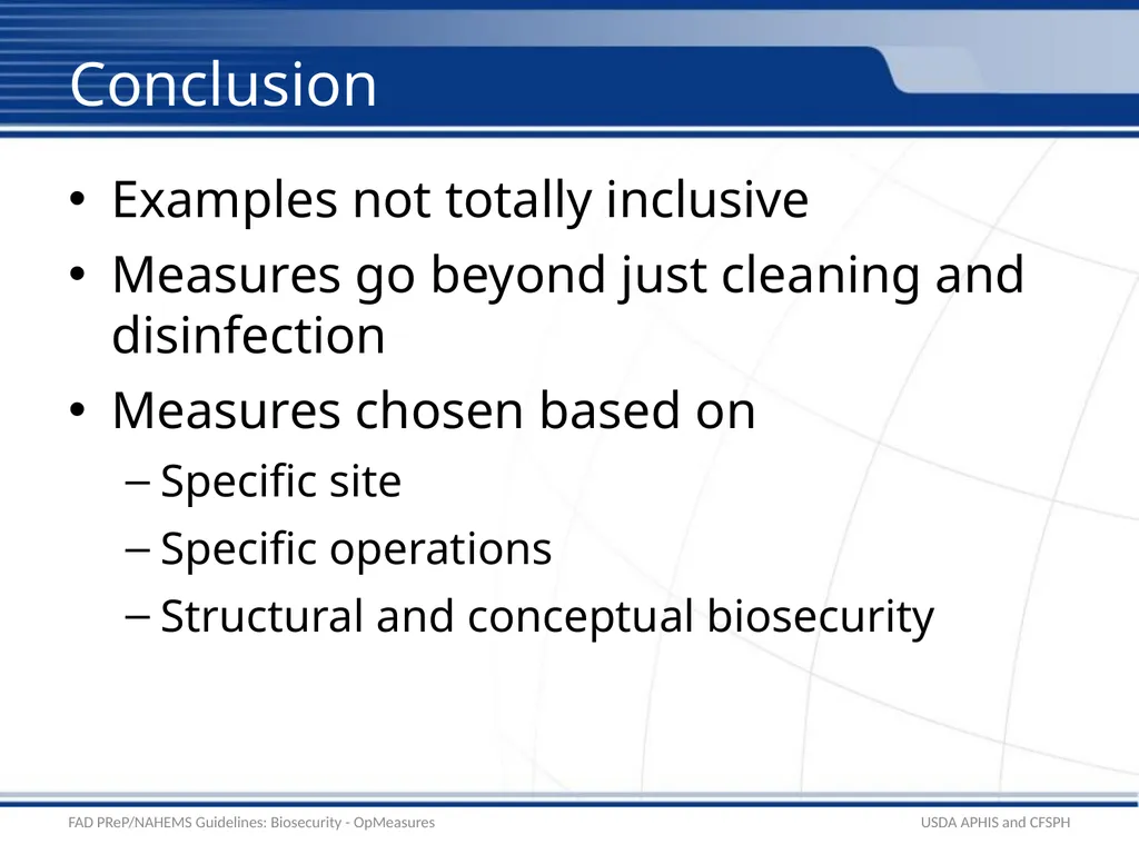 Biosecurity Operational Biosecurity Measures - slide 22 of 25
