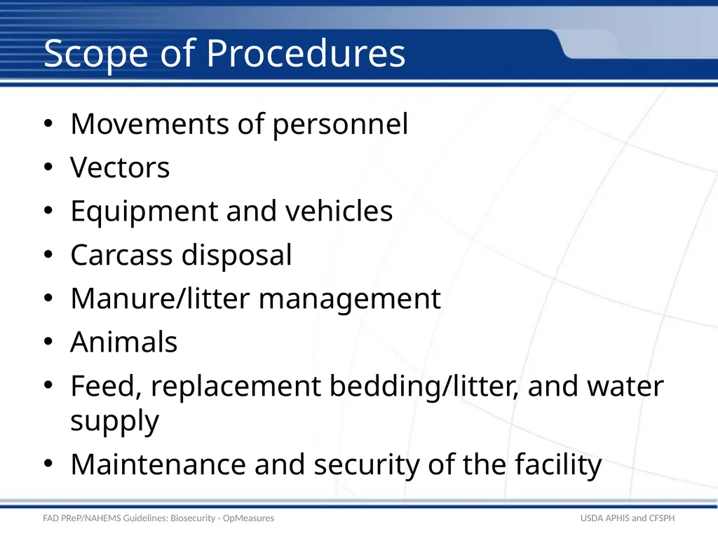 Biosecurity Operational Biosecurity Measures - slide 6 of 25