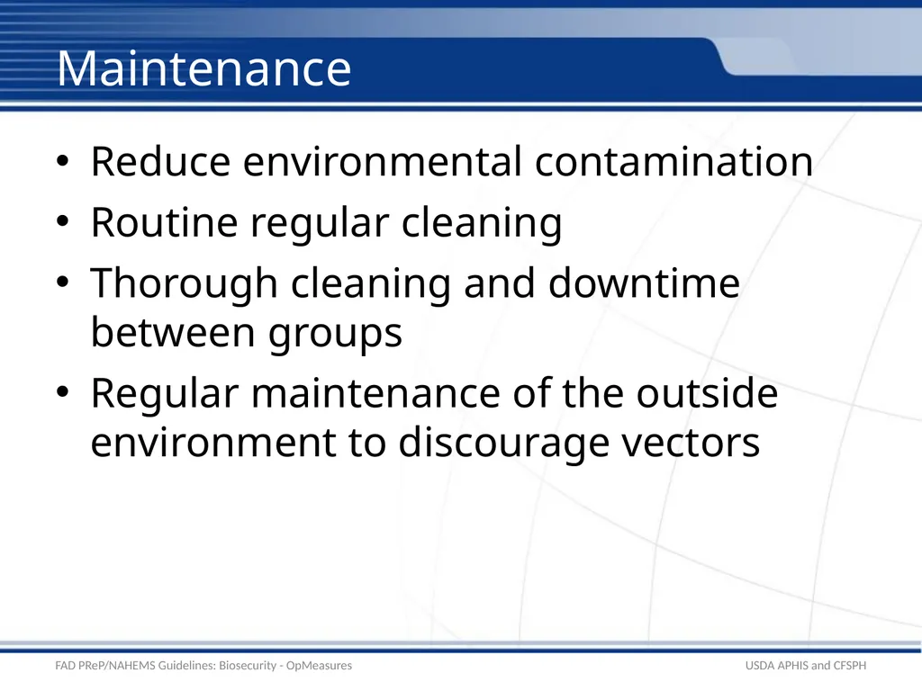 Biosecurity Operational Biosecurity Measures - slide 20 of 25