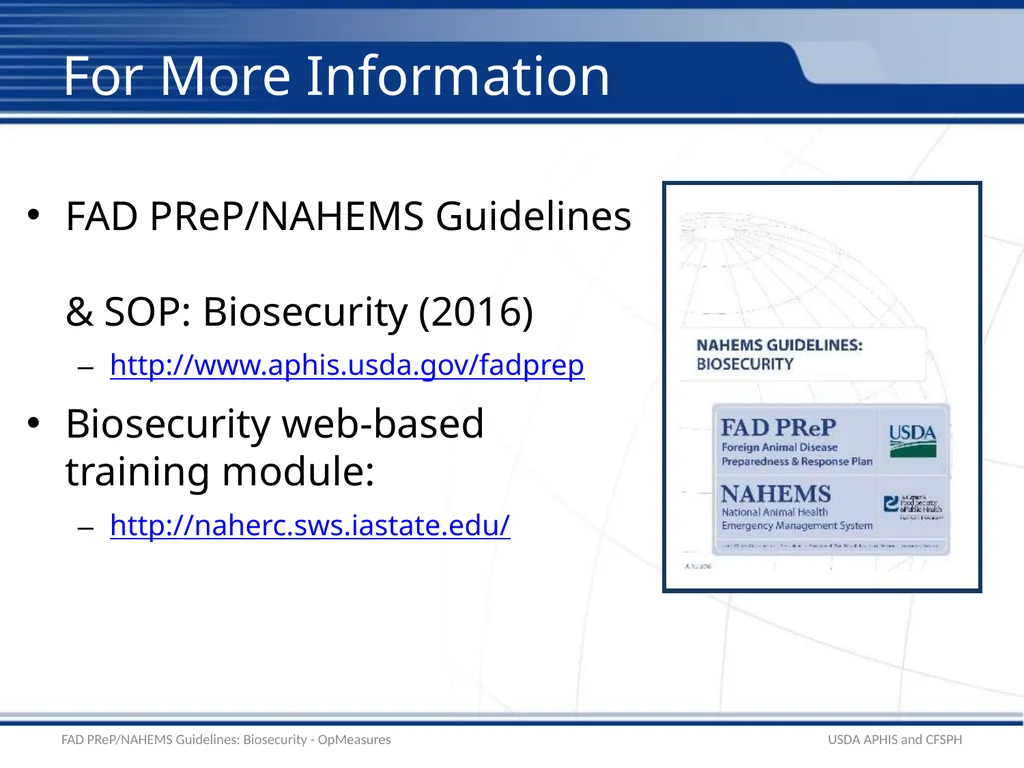 Biosecurity Operational Biosecurity Measures - slide 23 of 25