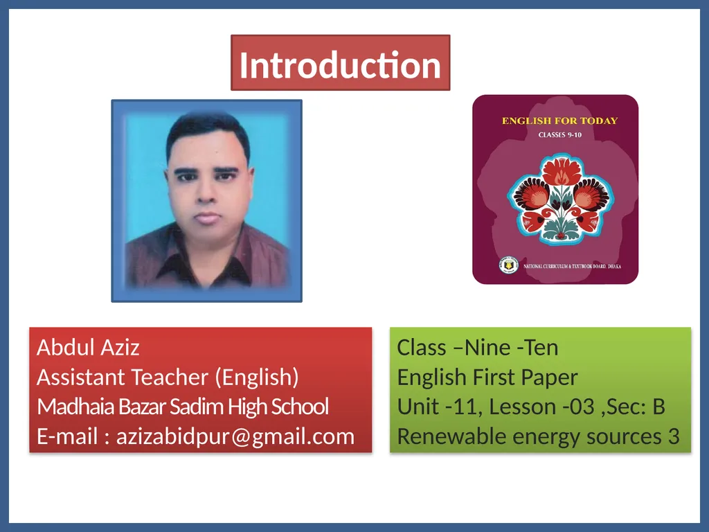 Welcome Abdul Aziz Assistant Teacher (English) - slide 2 of 19