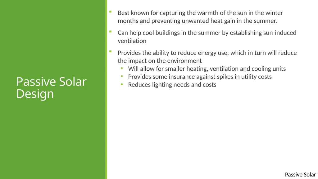 Passive Solar passive solar Except where otherwise - slide 6 of 17