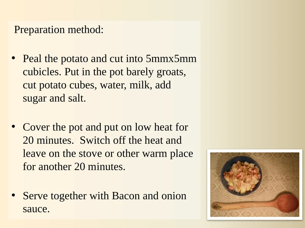 Latvian traditional recipes Grey peas with bacon - slide 5 of 15