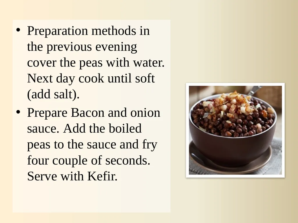 Latvian traditional recipes Grey peas with bacon - slide 3 of 15