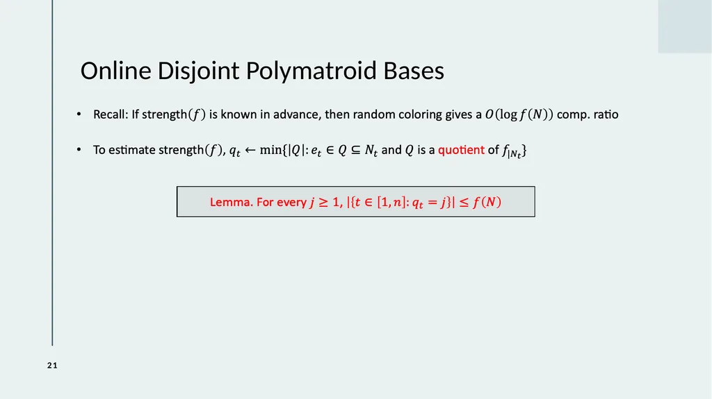 Online Disjoint Spanning Trees and Polymatroid - slide 21 of 23