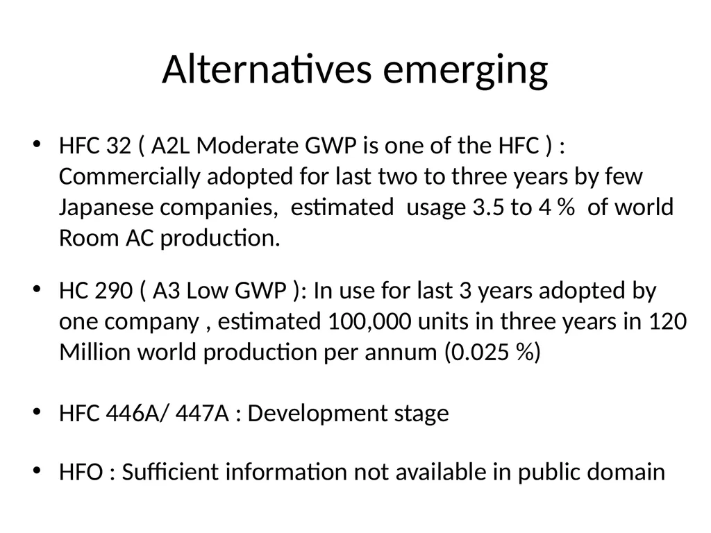 Alternatives to high-GWP HFCs for Air-conditioning - slide 3 of 7