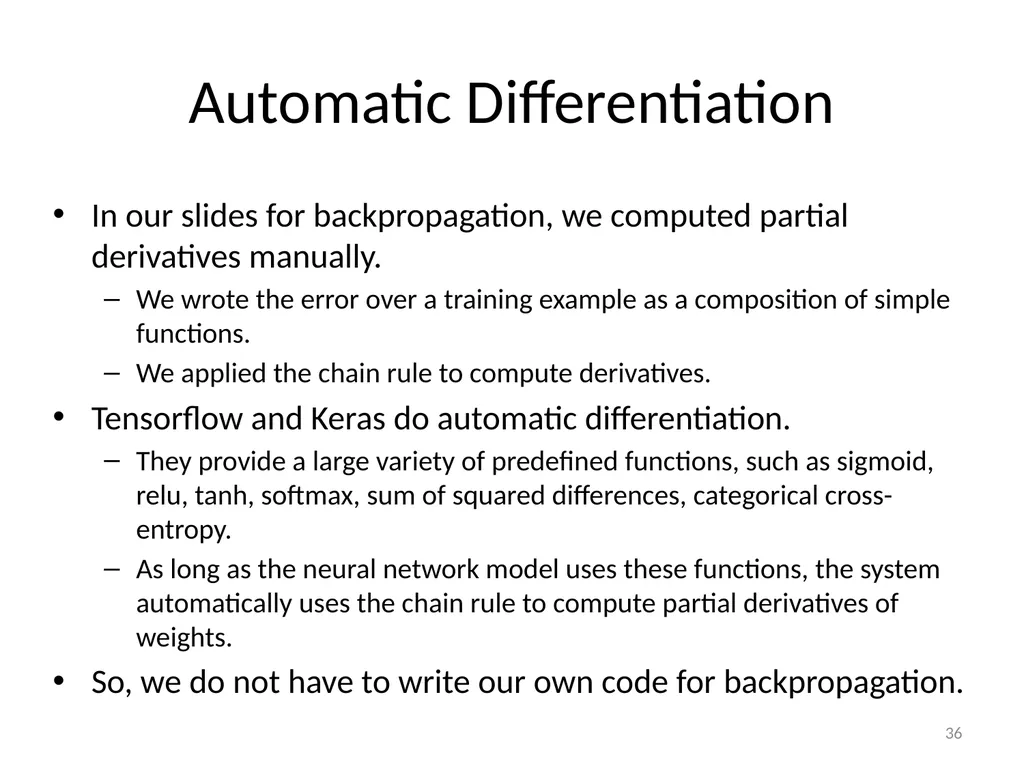 Various Options in Building Neural Networks: - slide 36 of 56