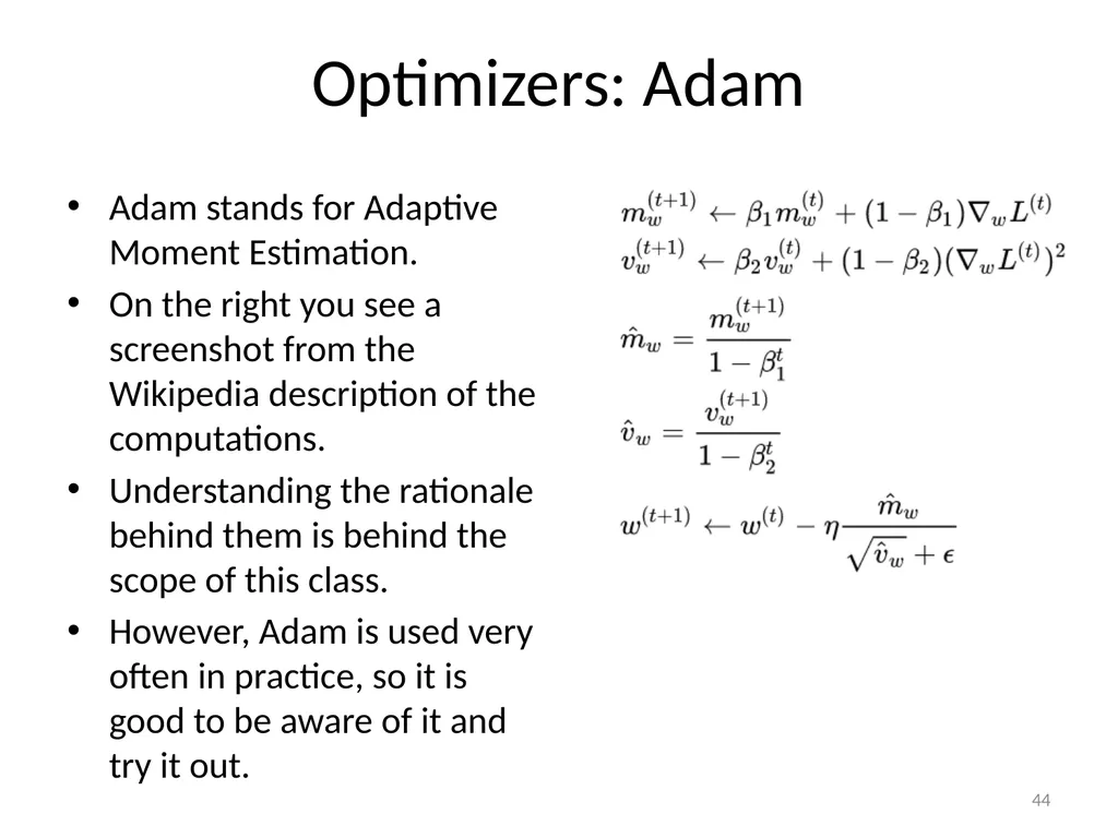 Various Options in Building Neural Networks: - slide 44 of 56
