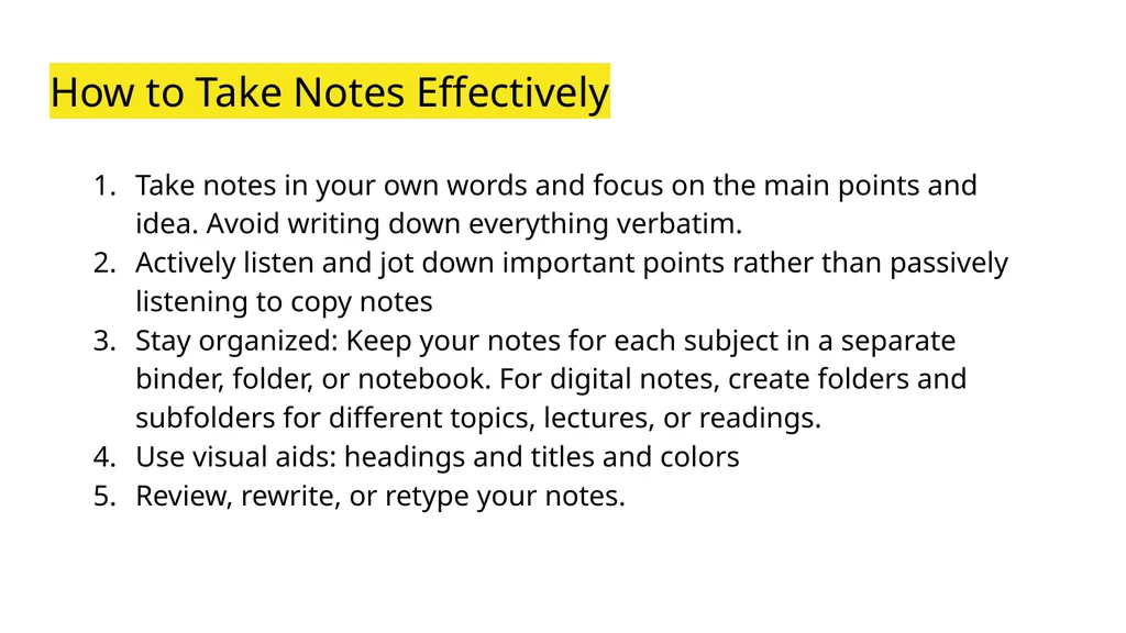 Note Taking Success Coaching Academic Success - slide 6 of 13