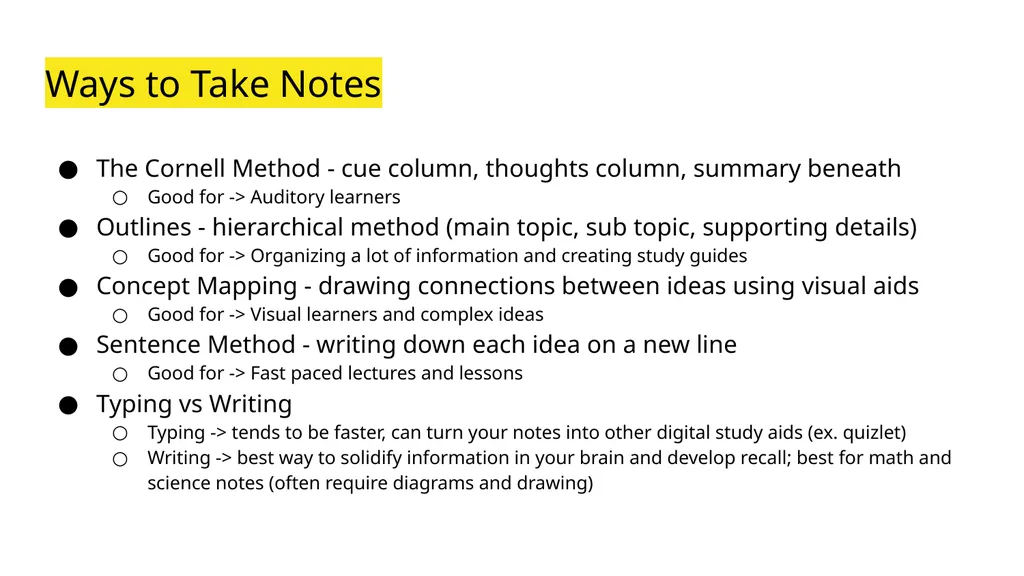 Note Taking Success Coaching Academic Success - slide 3 of 13