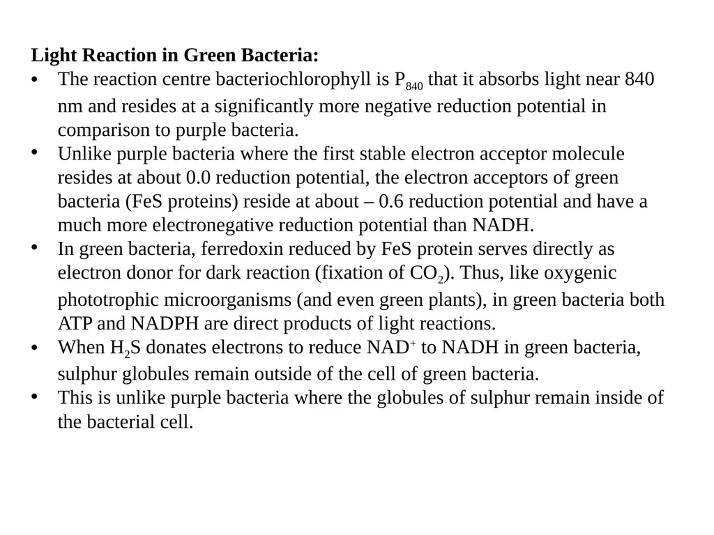 Oxygenic Photosynthesis in Bacteria: In plants, - slide 8 of 10