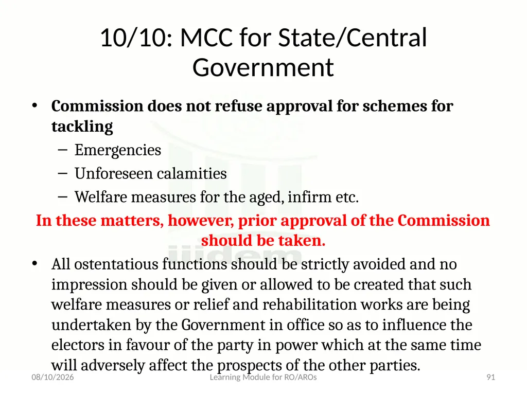 The Model Code of Conduct Learning Module for - slide 91 of 101