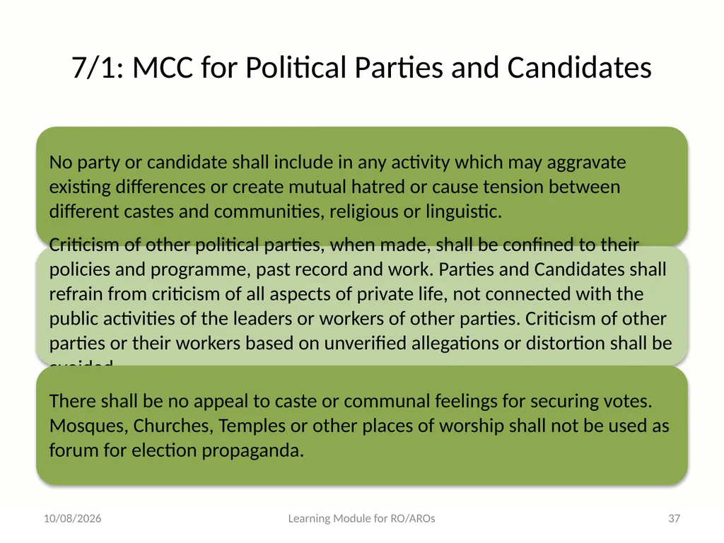 The Model Code of Conduct Learning Module for - slide 37 of 101