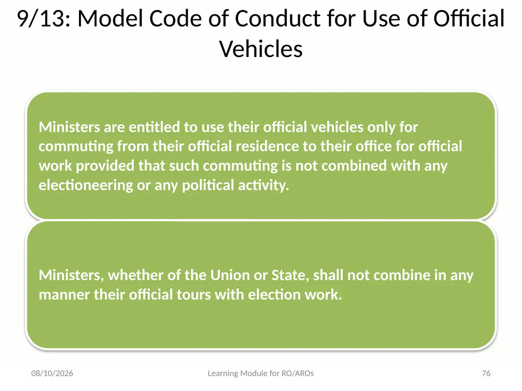 The Model Code of Conduct Learning Module for - slide 76 of 101