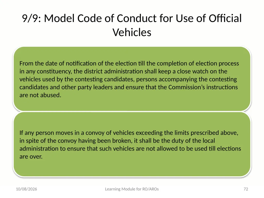 The Model Code of Conduct Learning Module for - slide 72 of 101