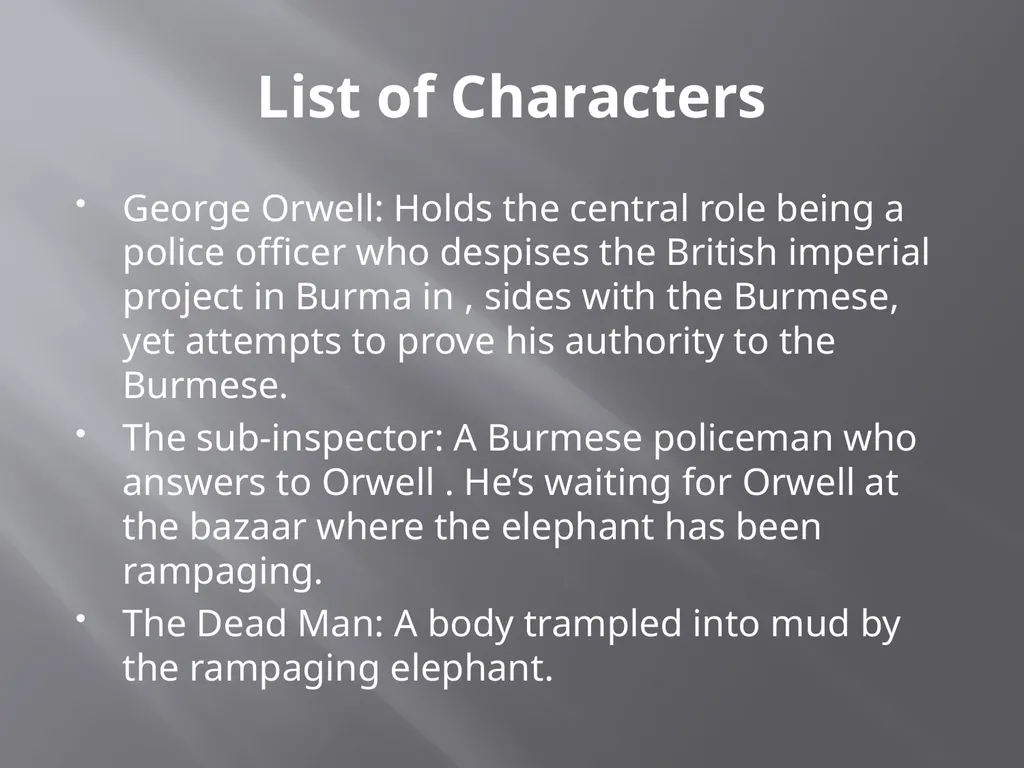 PowerPoint Presentation On Shooting an Elephant - slide 3 of 17