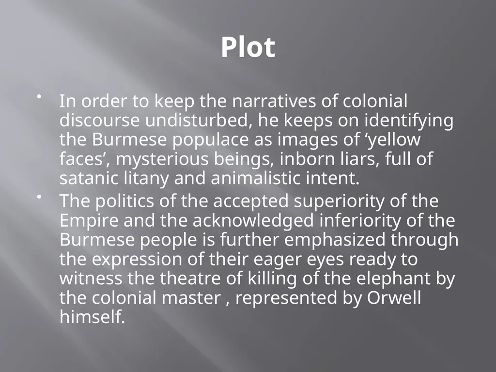 PowerPoint Presentation On Shooting an Elephant - slide 7 of 17