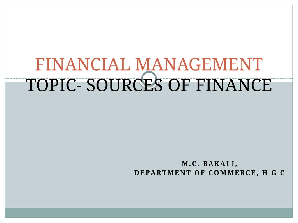 M.C. Bakali, Department Of Commerce, H G C