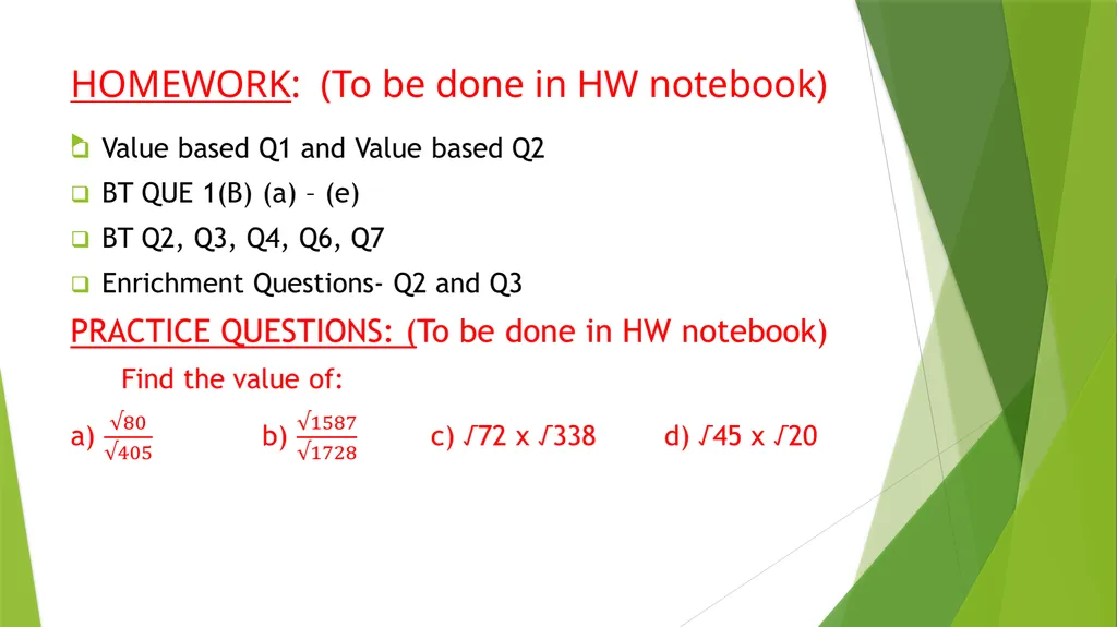 Topics to be covered are: Square root of - slide 16 of 16