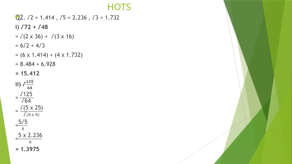 Topics to be covered are: Square root of - slide 14 of 16