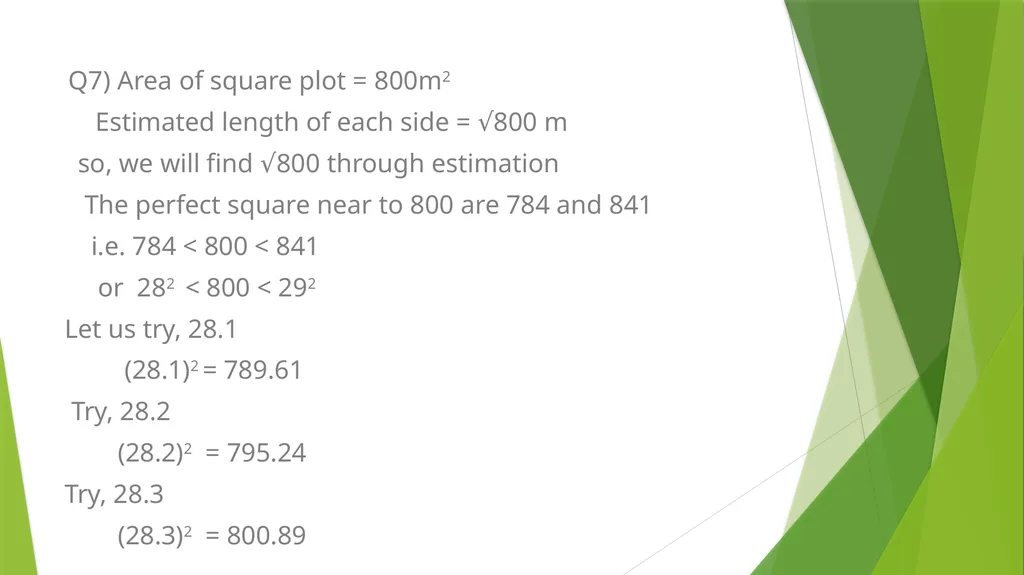 Topics to be covered are: Square root of - slide 6 of 16