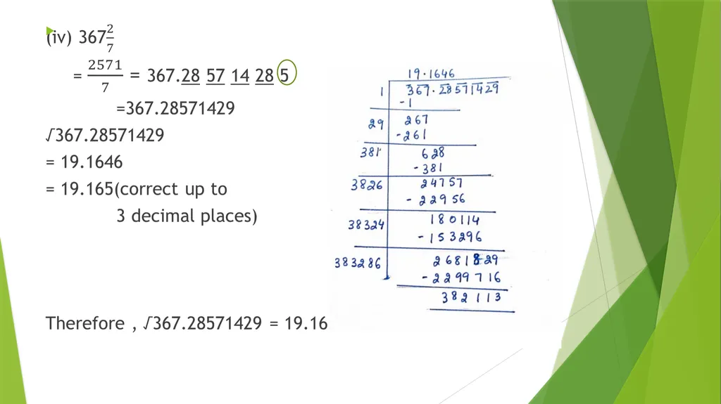 Topics to be covered are: Square root of - slide 4 of 16