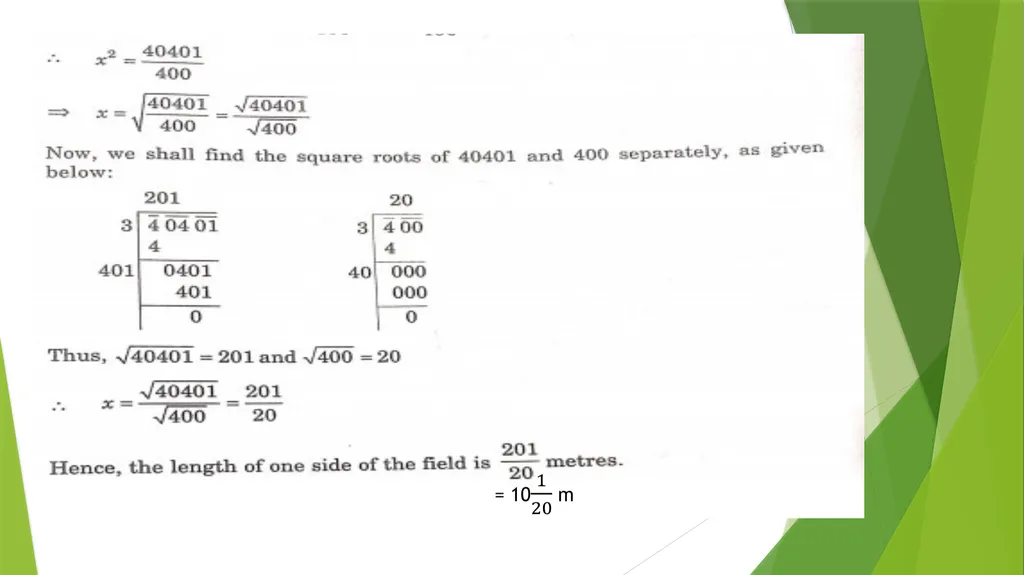 Topics to be covered are: Square root of - slide 8 of 16