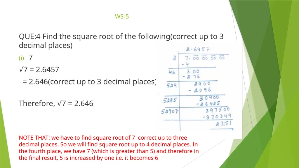 Topics to be covered are: Square root of - slide 3 of 16