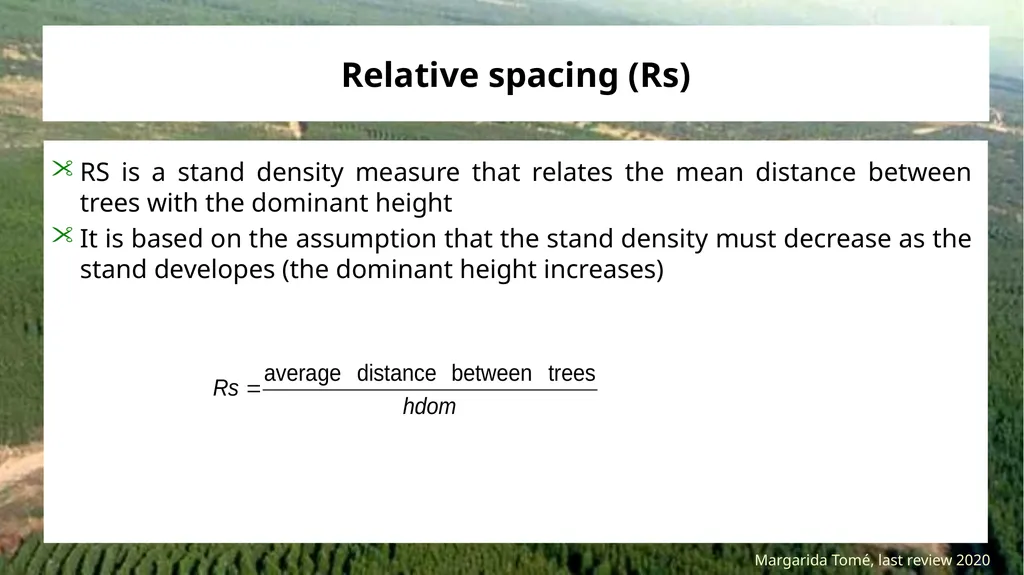 Stand density measures Stocking and stand density - slide 15 of 20