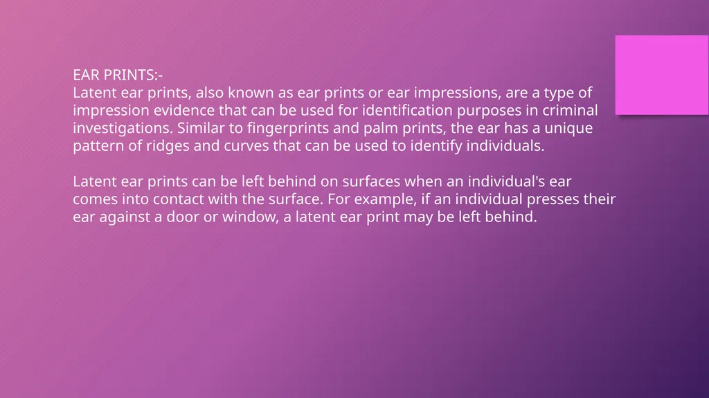 DEVELOPMENT OF FINGERPRINTS CHAPTER 6 CHANCE - slide 5 of 17