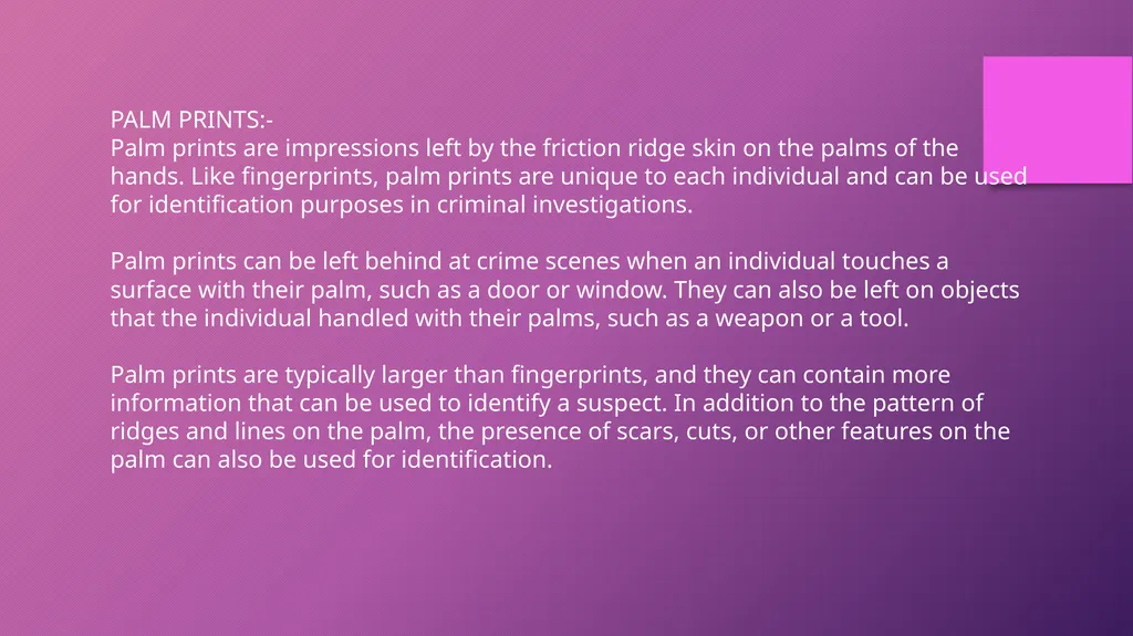DEVELOPMENT OF FINGERPRINTS CHAPTER 6 CHANCE - slide 4 of 17