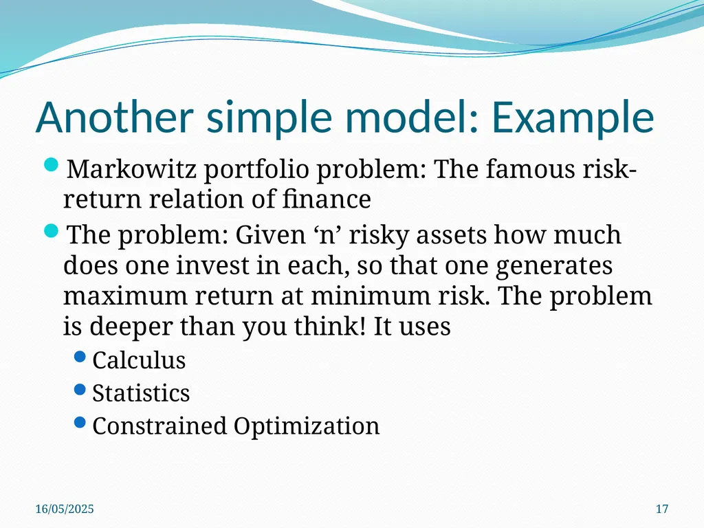 Mathematical Modelling in Finance -Puneet Prakash, - slide 17 of 18