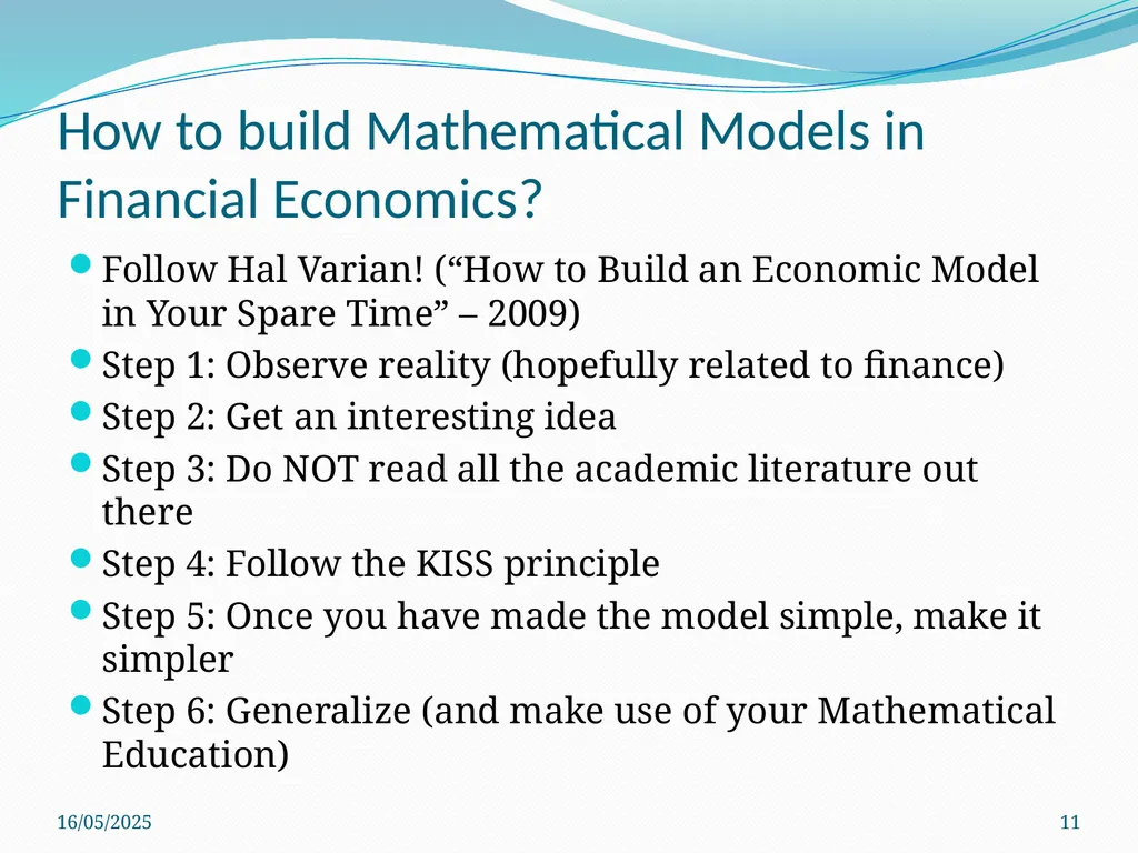 Mathematical Modelling in Finance -Puneet Prakash, - slide 11 of 18