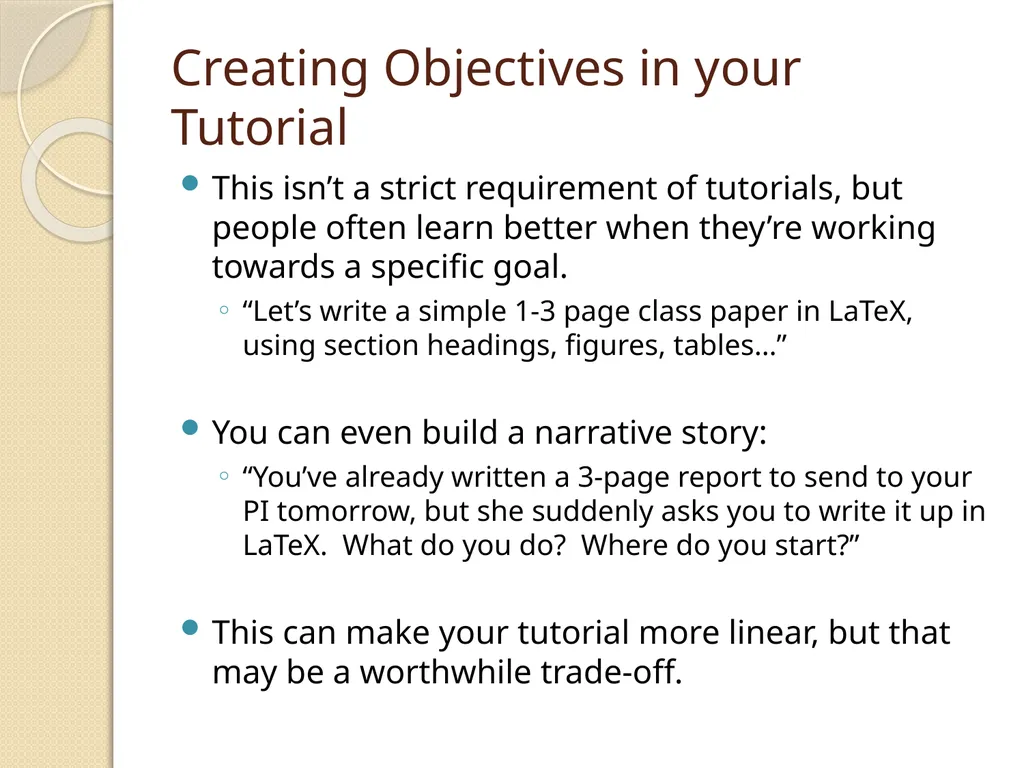 LaTeX Tutorial What is LaTeX? TeX is a typesetting - slide 12 of 21