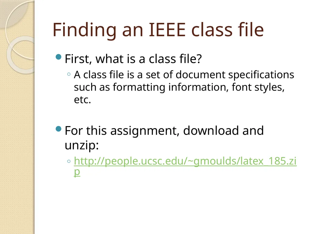 LaTeX Tutorial What is LaTeX? TeX is a typesetting - slide 5 of 21