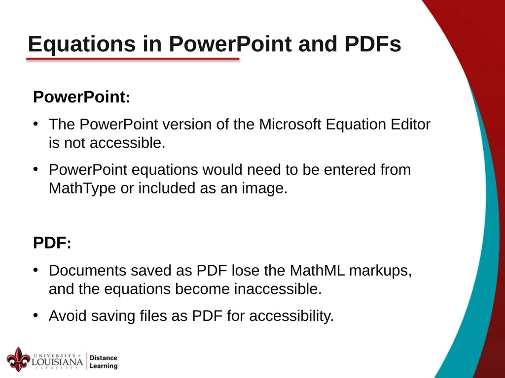 Accessible by Design ADA in STEM & Equations - slide 9 of 15