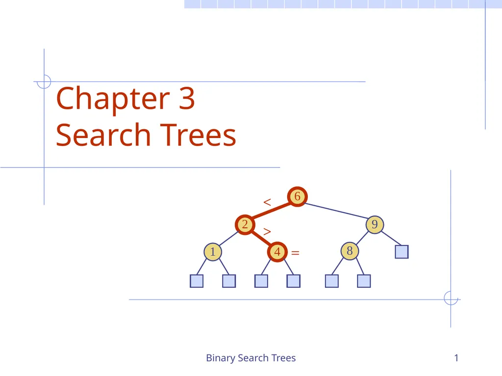 Binary Search Trees 1 Chapter 3 Search Trees 6 9 - slide 1 of 46