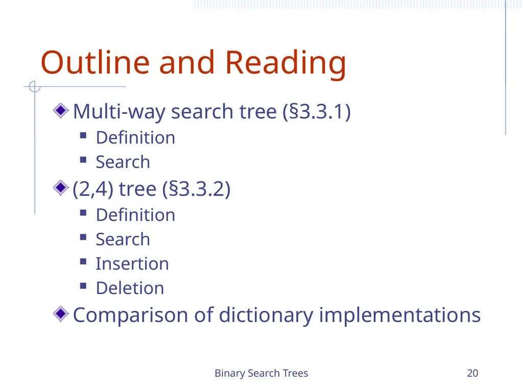 Binary Search Trees 1 Chapter 3 Search Trees 6 9 - slide 20 of 46