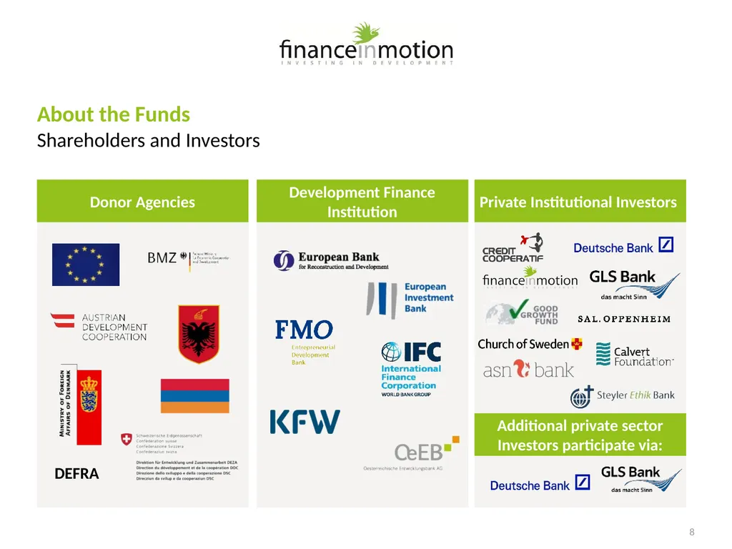 Development Finance Funds SWITCH to Green - slide 8 of 16