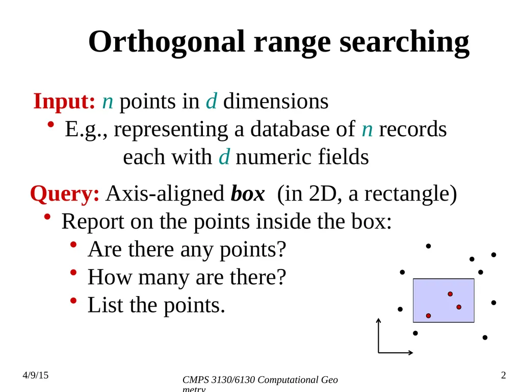 CMPS 3130/6130 Computational Geometry Spring 2015 - slide 2 of 23