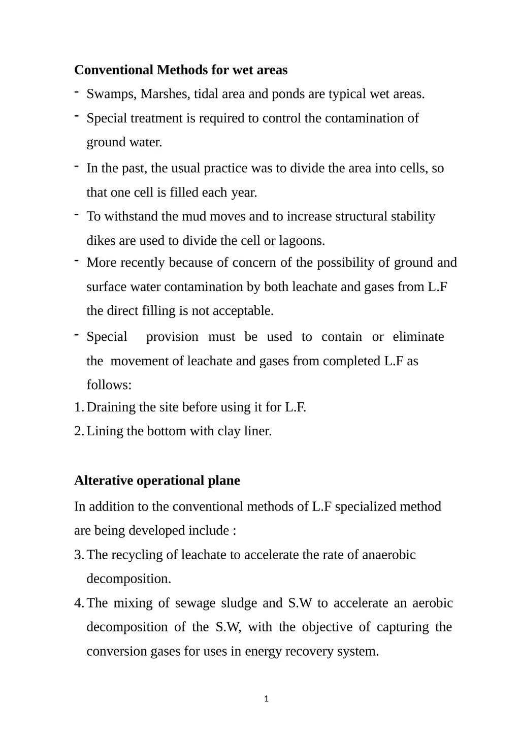 Conventional Methods for wet areas Swamps, - slide 1 of 2