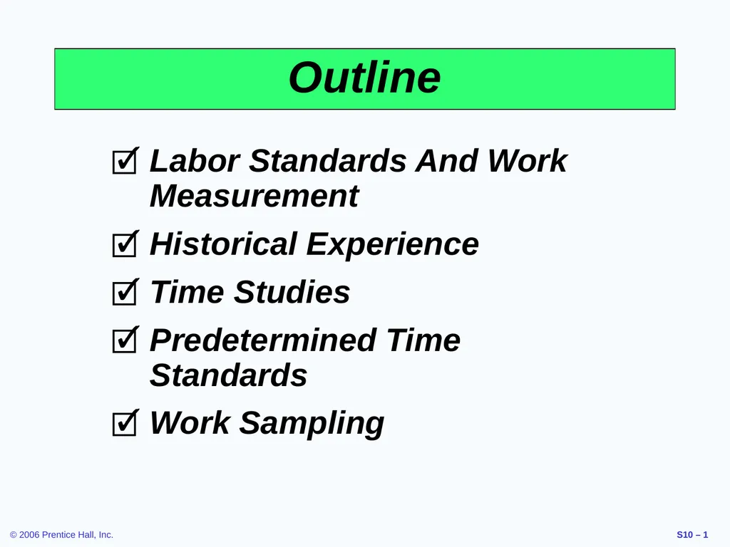Outline Labor Standards And Work Measurement - slide 1 of 37